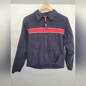 VINTAGE Tommy Hilfiger Dark Blue Jacket with Red Accent